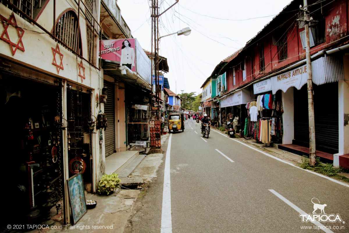 Once a bustling commercial center in Kochi, the Jew Street today is lined up with shops generally aimed at the tourists  
